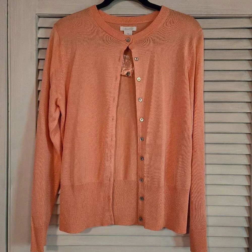 NWT Marshall Fields Peach Silk Cardigan M